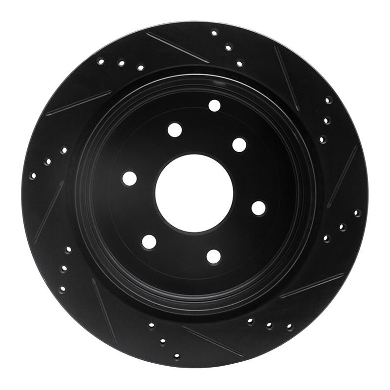 Infiniti QX56 Brake Rotor (1) - Rear Left - R1 Concepts - Drilled & Slotted - Black - `10-`24